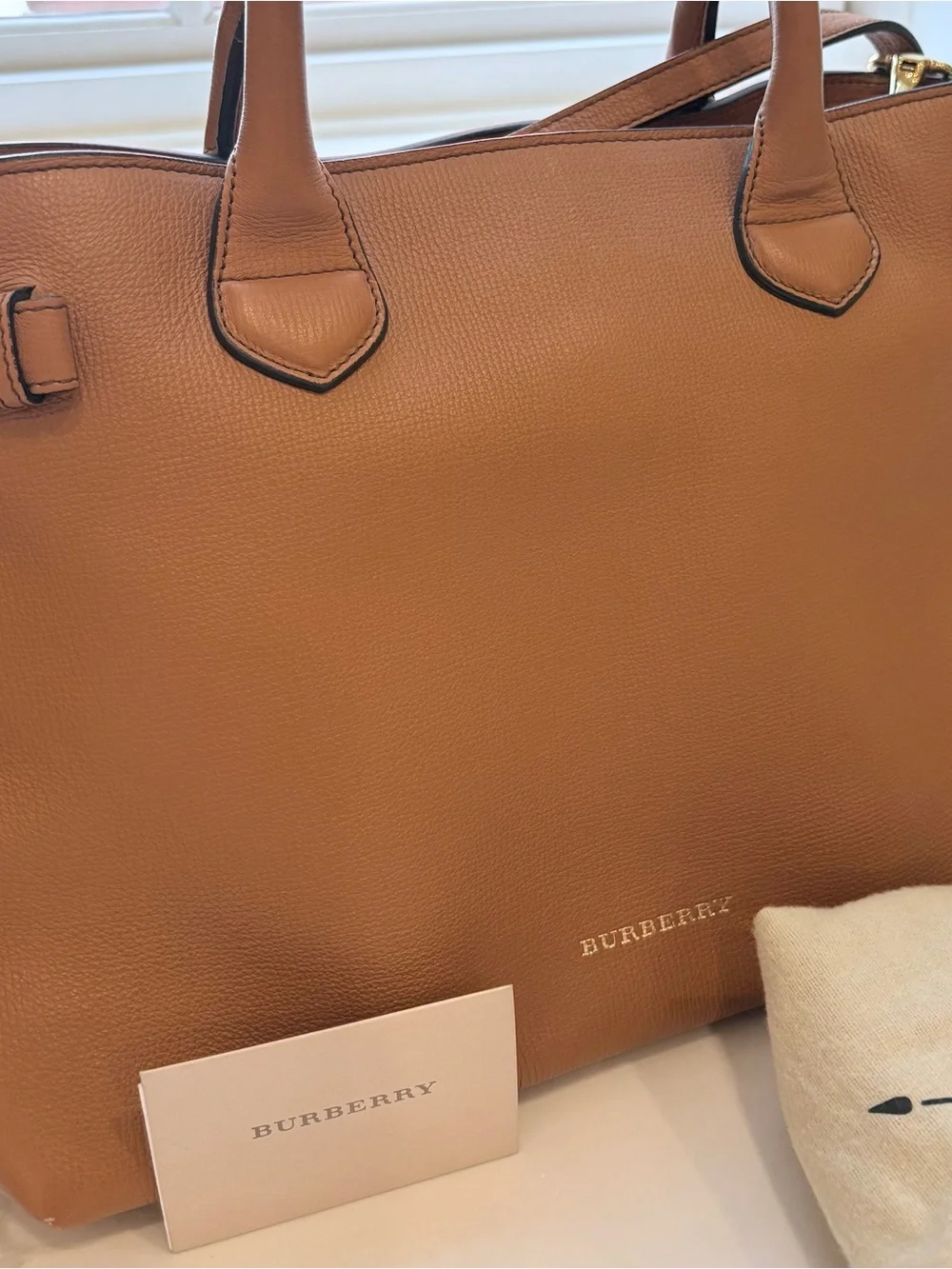 Burberry Banner Tote Bag with Top Handles and strap (Light Brown)
